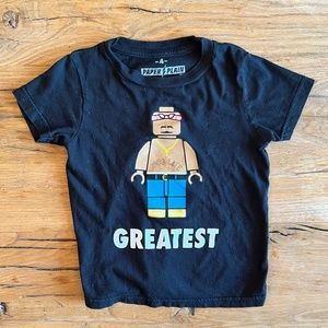 Paper Plain. Size 4T. Tupac Greatest" Lego block black t-shirt.